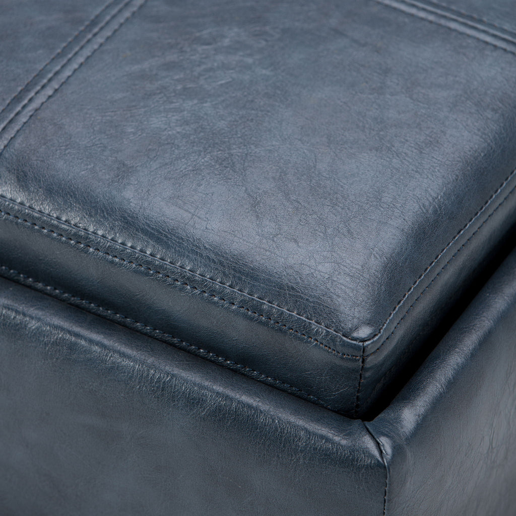 Rockwood - Upholstered Cube Storage Ottoman With Tray