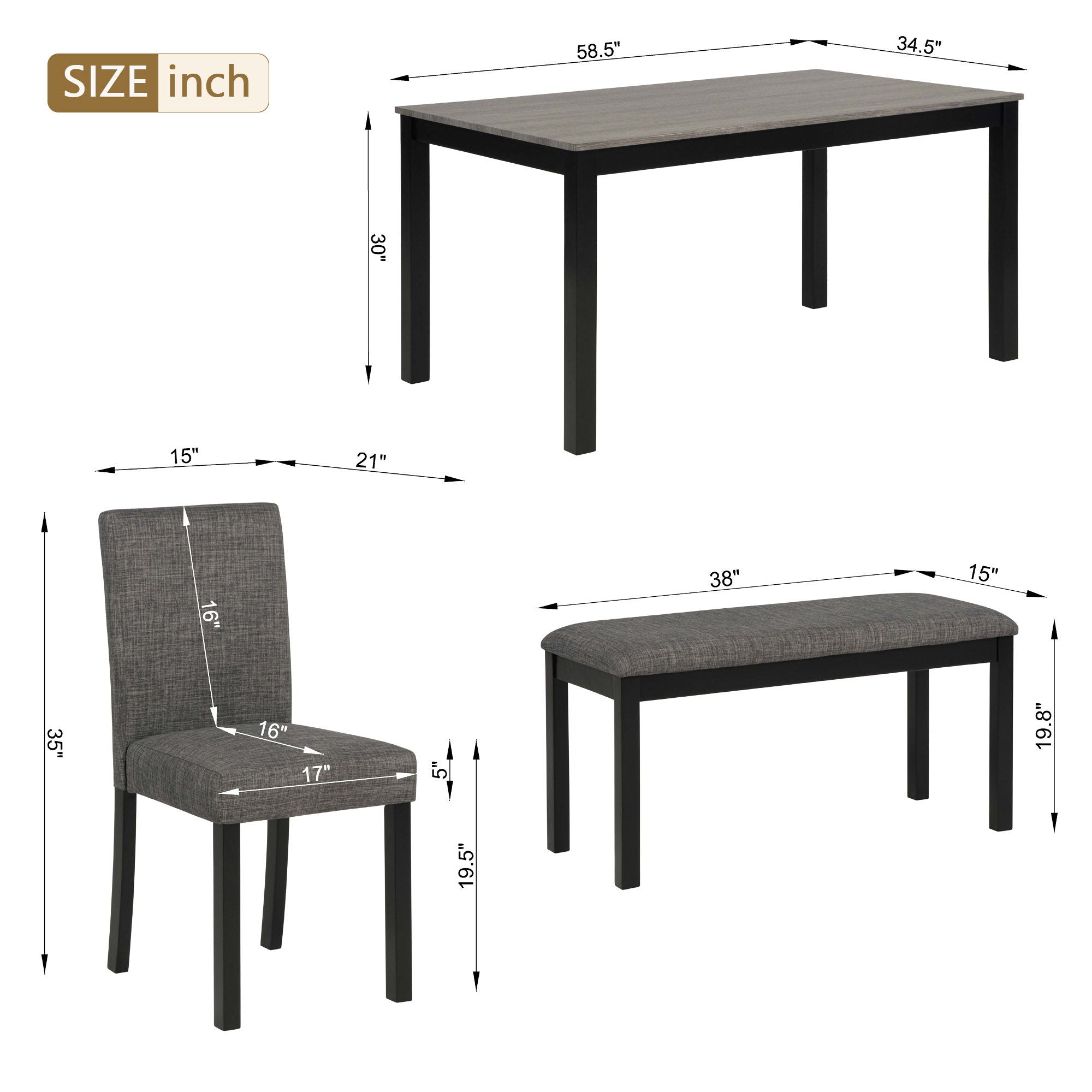 Modern Dining Table Set With Upholstered Chairs For Dining Room