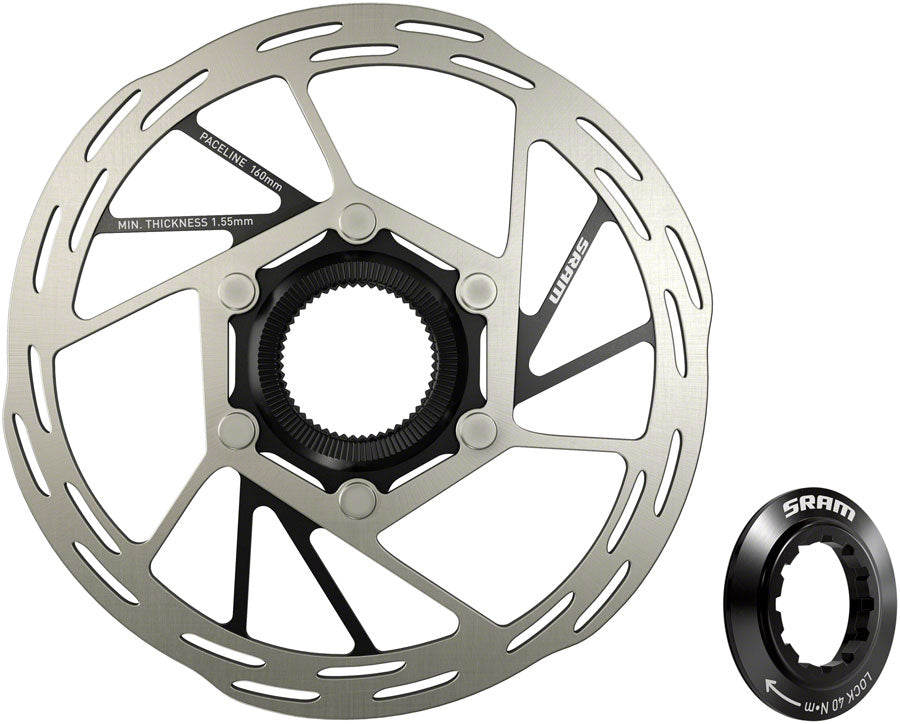 SRAM Paceline Disc Brake Rotor - 160mm Center Lock 1.85mm Includes Internal Tooled Lockring
