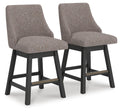 Neymorton - Upholstered Swivel Barstool (Set of 2) - Dark Grayish Brown