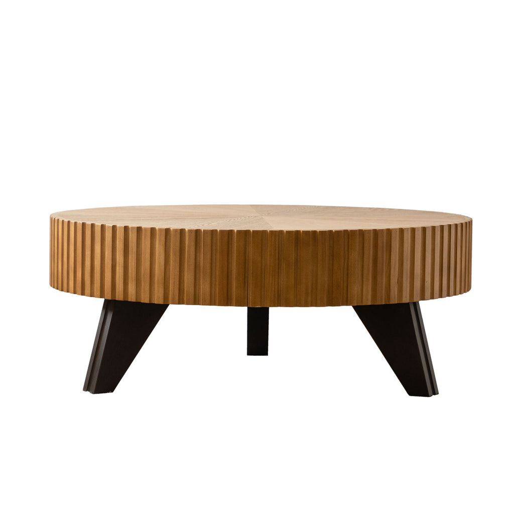 Round Retro Coffee With Solid Wood Legs