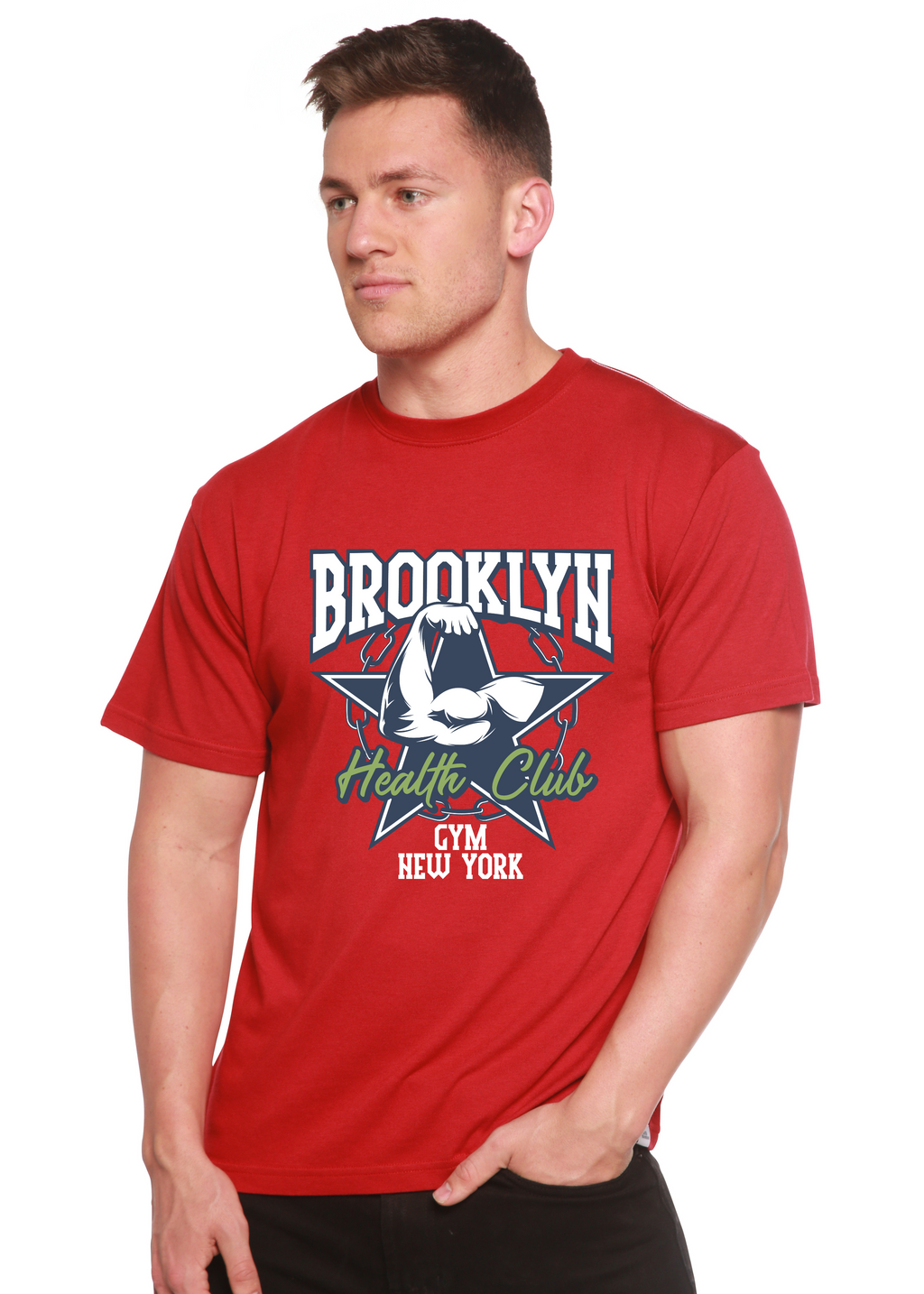 Brooklyn Health Club Men's Bamboo Viscose/Organic Cotton Short Sleeve Graphic T-Shirt