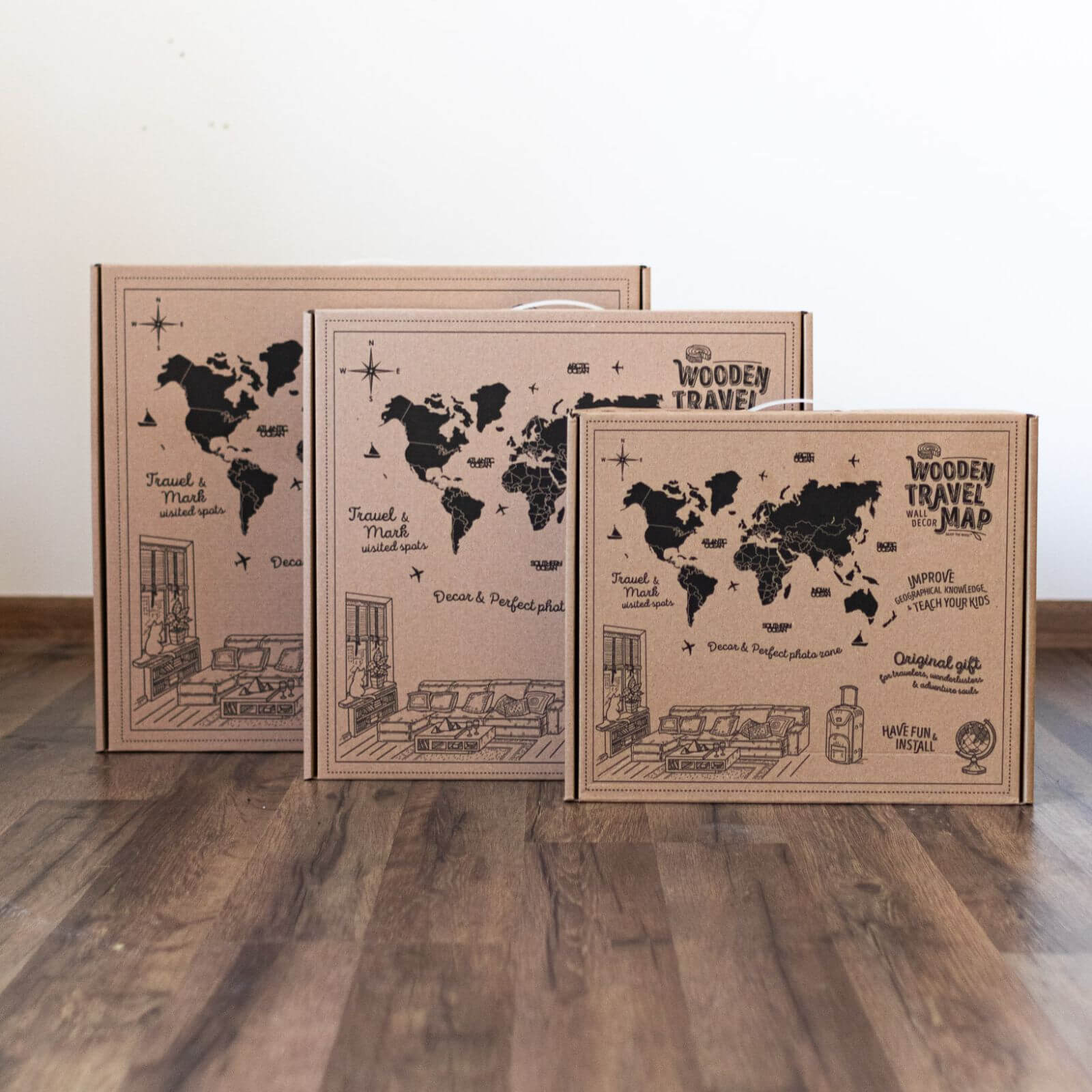 3D LED / LUMINOUS Wooden World Map 3.0 Space