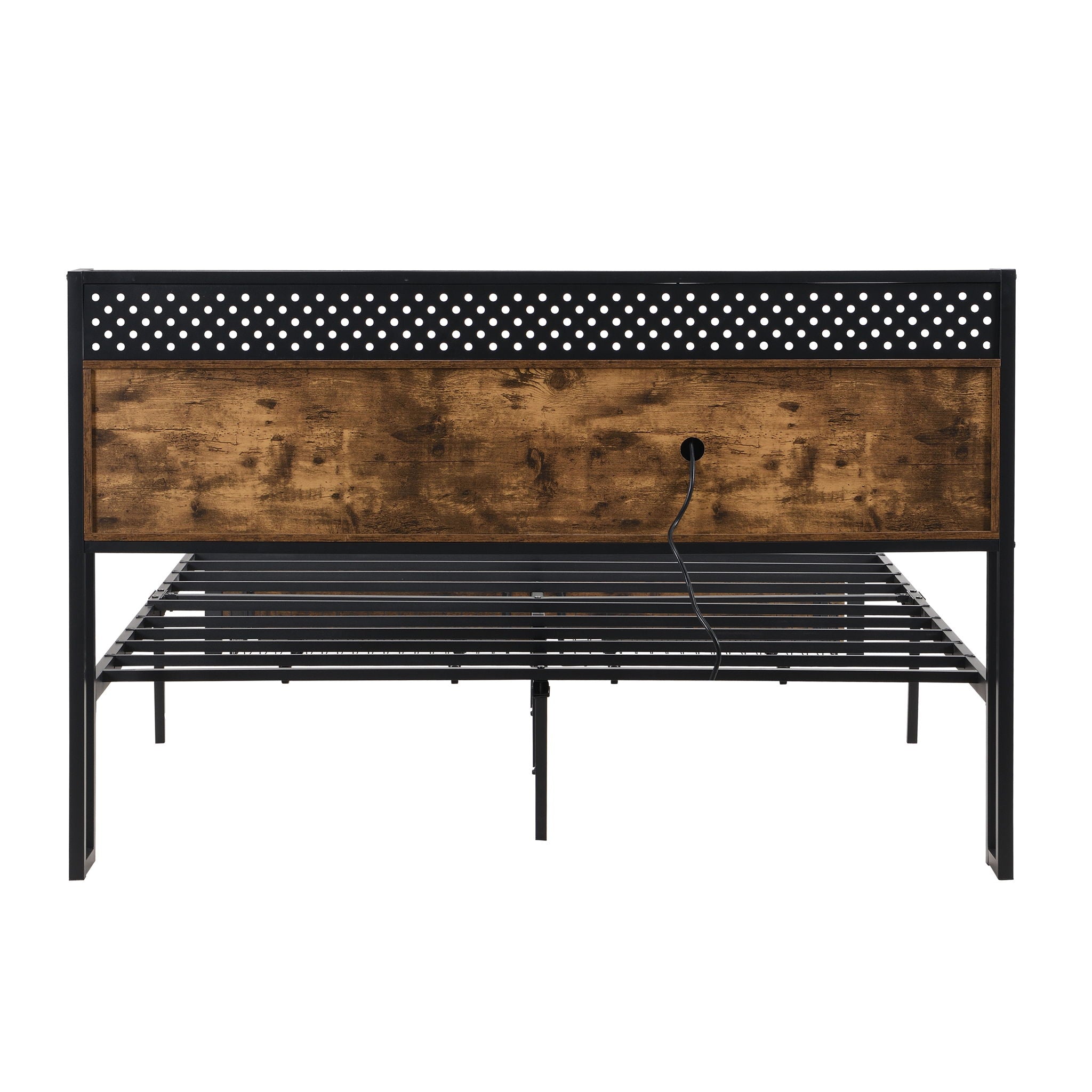 Modern Platform Bed, USB Charging Station, 2 Drawers, LED Lights