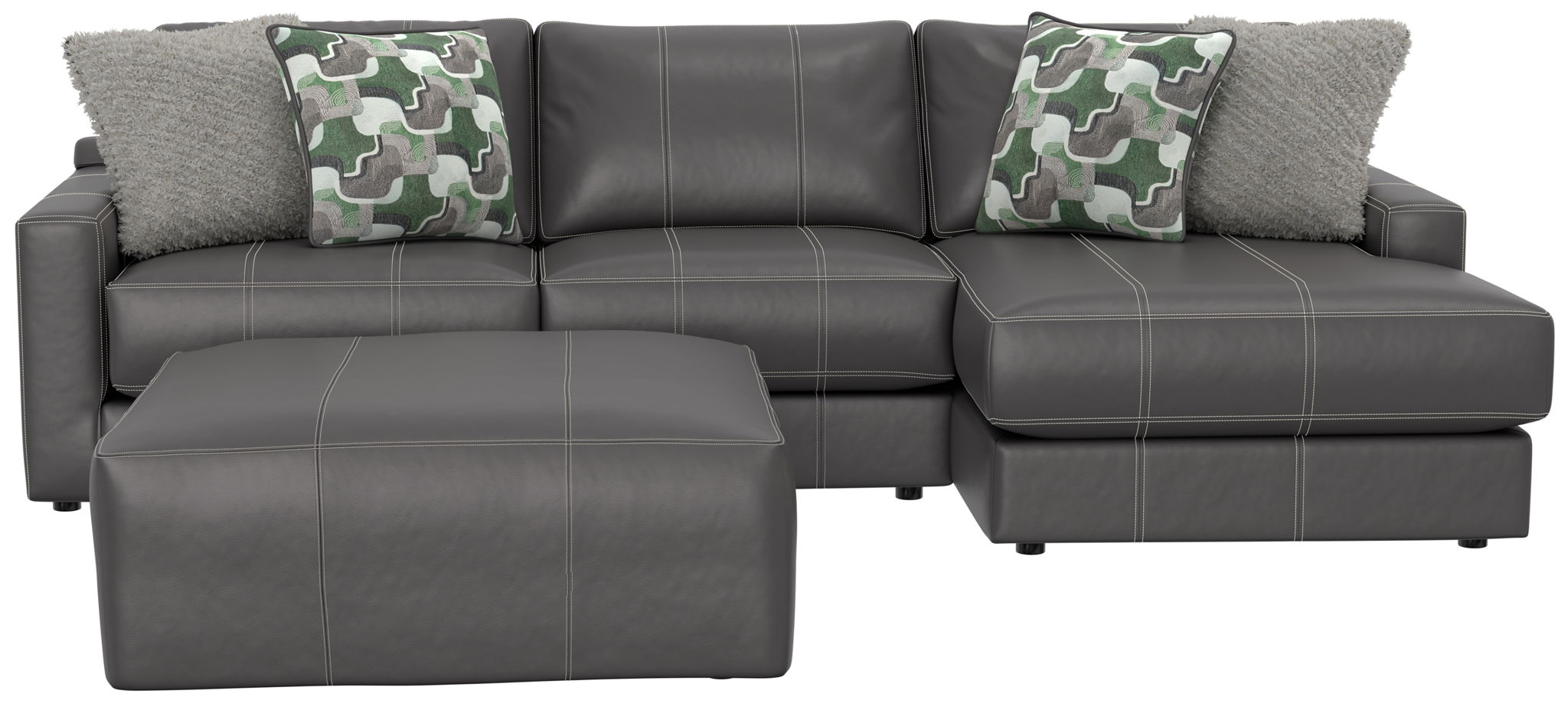 Minori - Italian Leather Sofa / Chaise And Cocktail Ottoman
