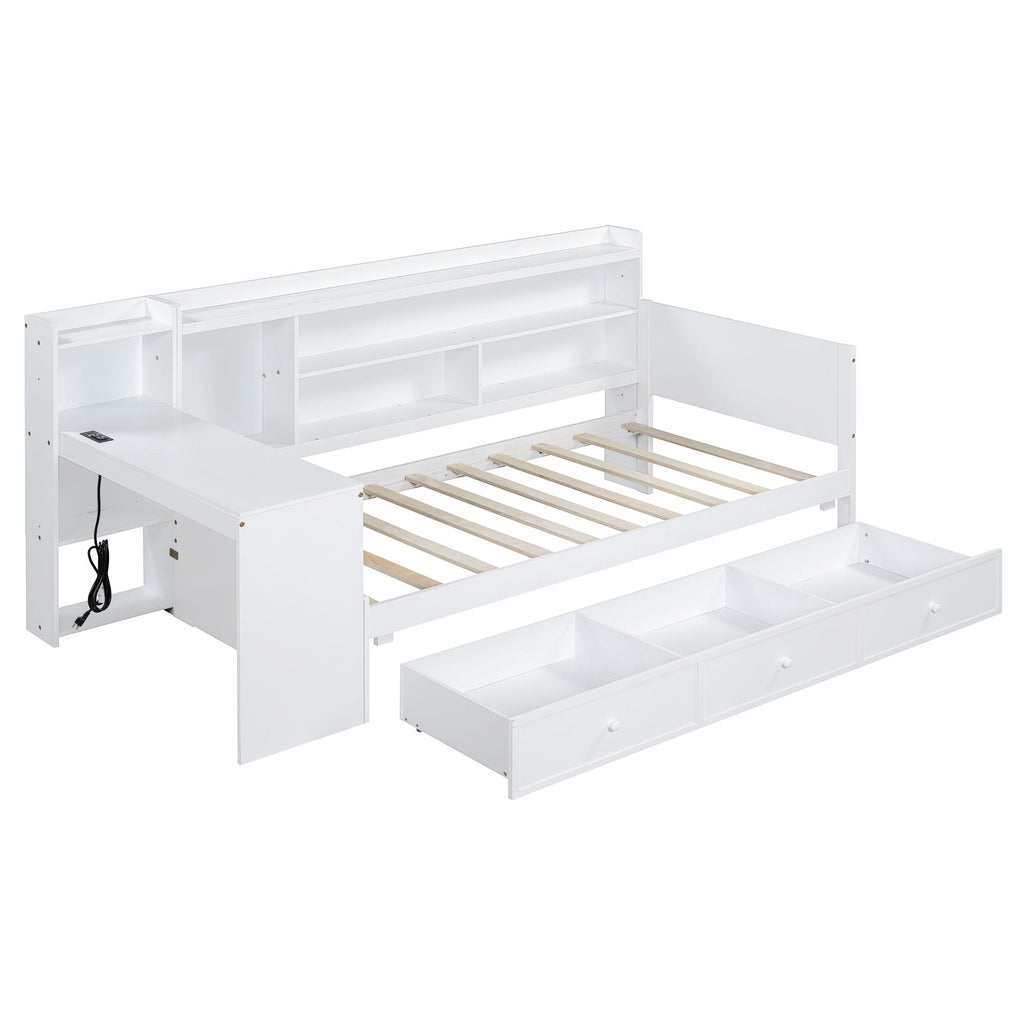 Daybed With 3 Drawers USB Ports And Desk