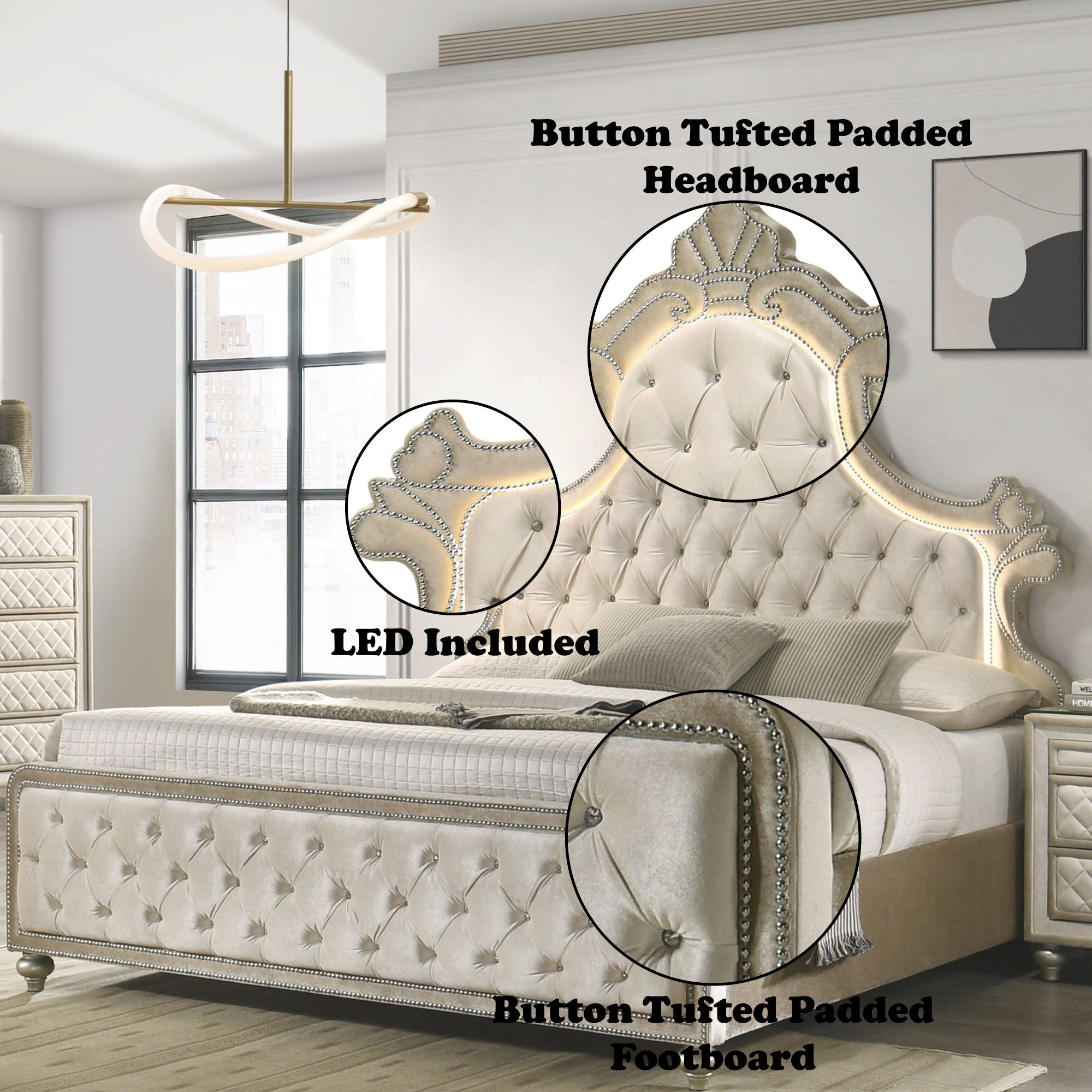 Lucienne - Bed With LED Lighting