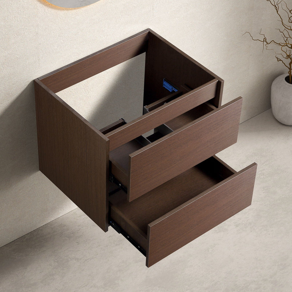 Wall-Mounted Bathroom Vanity, Soft-Close Drawer, Premium Slides - Black Brown