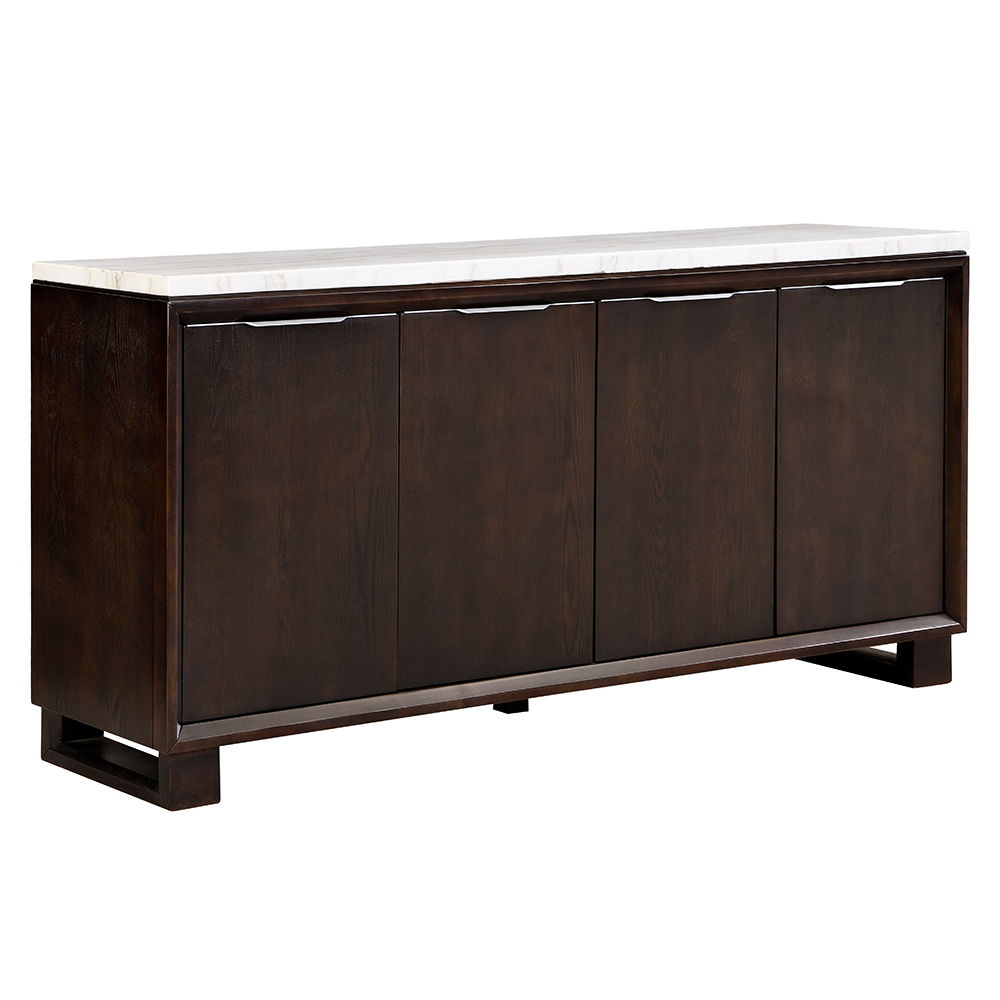 Edwyn - Server With Marble Top - Natural Marble Top & Espresso Finish