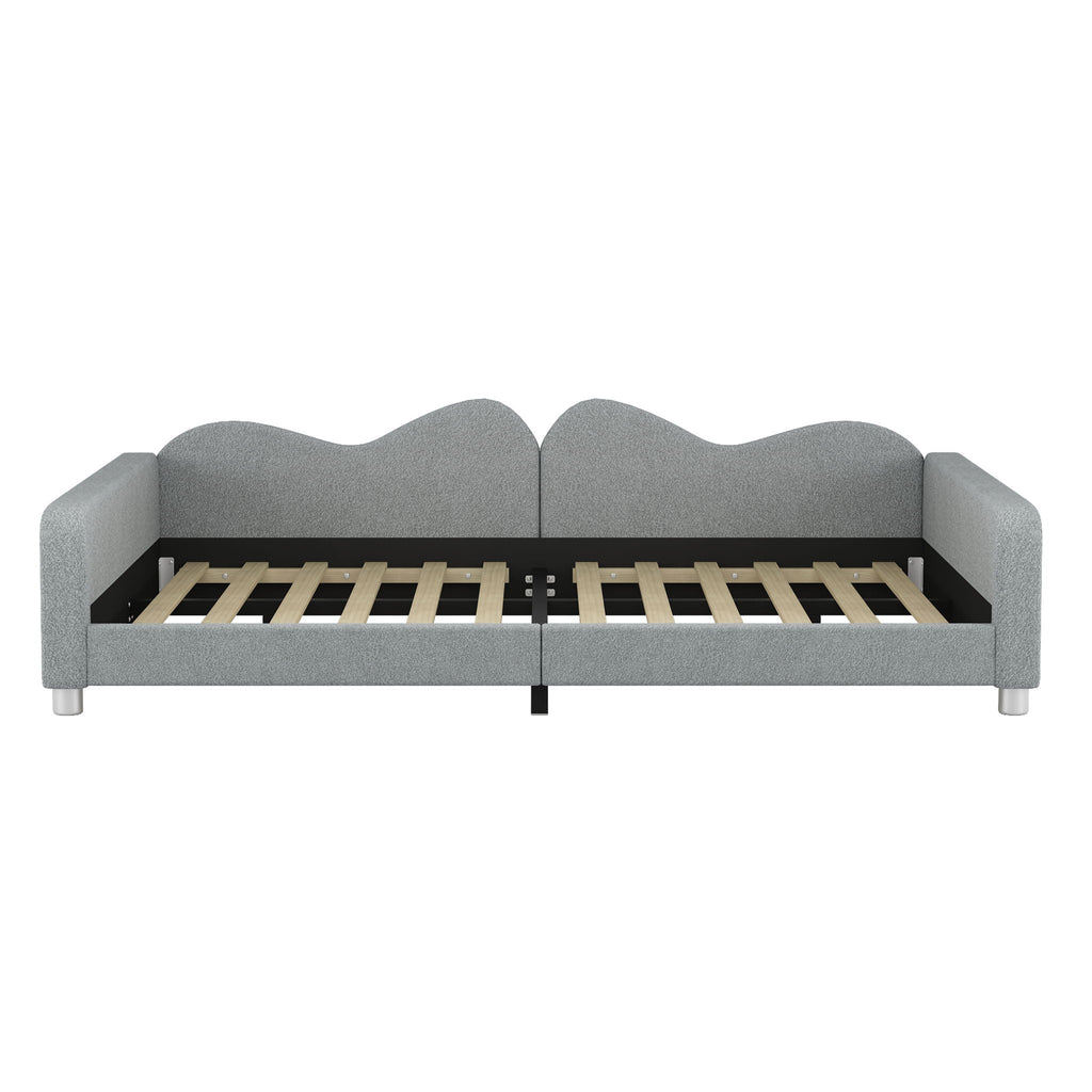 Upholstered Daybed, Sherpa Fabric Sofabed With Cloud-Shaped Backrest