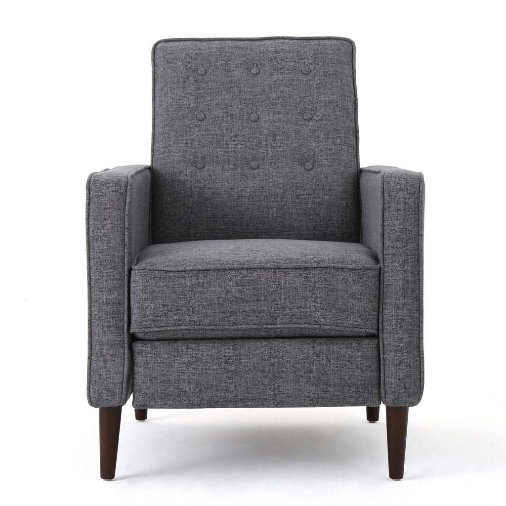 Mid-Century Modern Recliner With Button Tufted Waffle Stitch