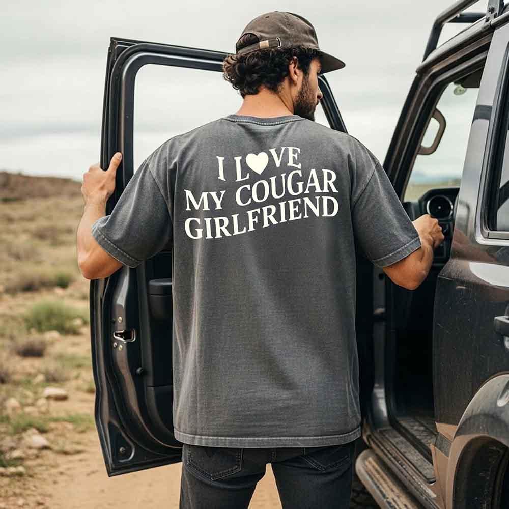 Comfort Colors I Love My Cougar Valentine’s Boyfriend Girlfriend Shirt