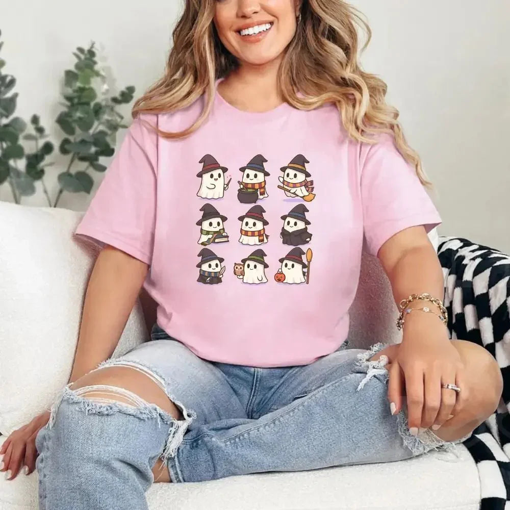 Cute Witch Ghosts Halloween Shirt – Kawaii Spooky Tee