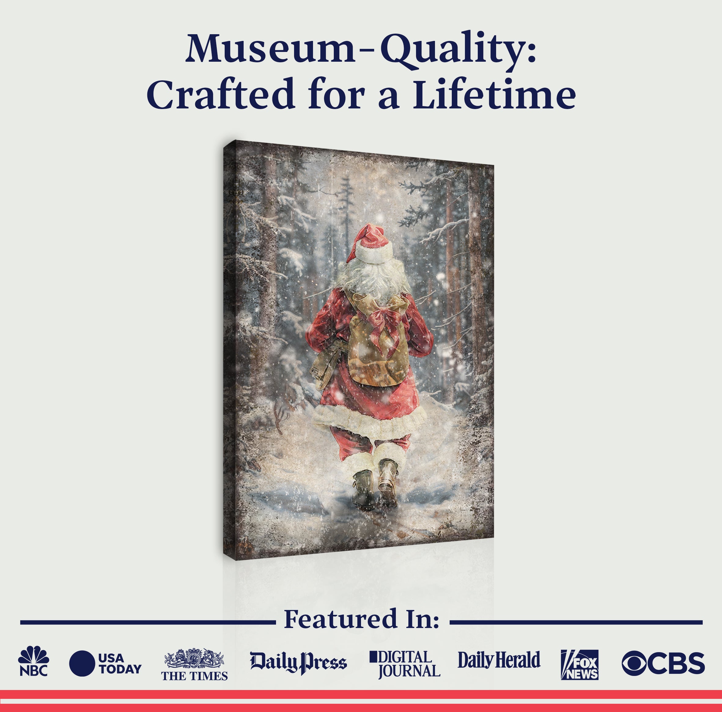 Vintage Santa Claus in Winter Forest Christmas Wall Art II