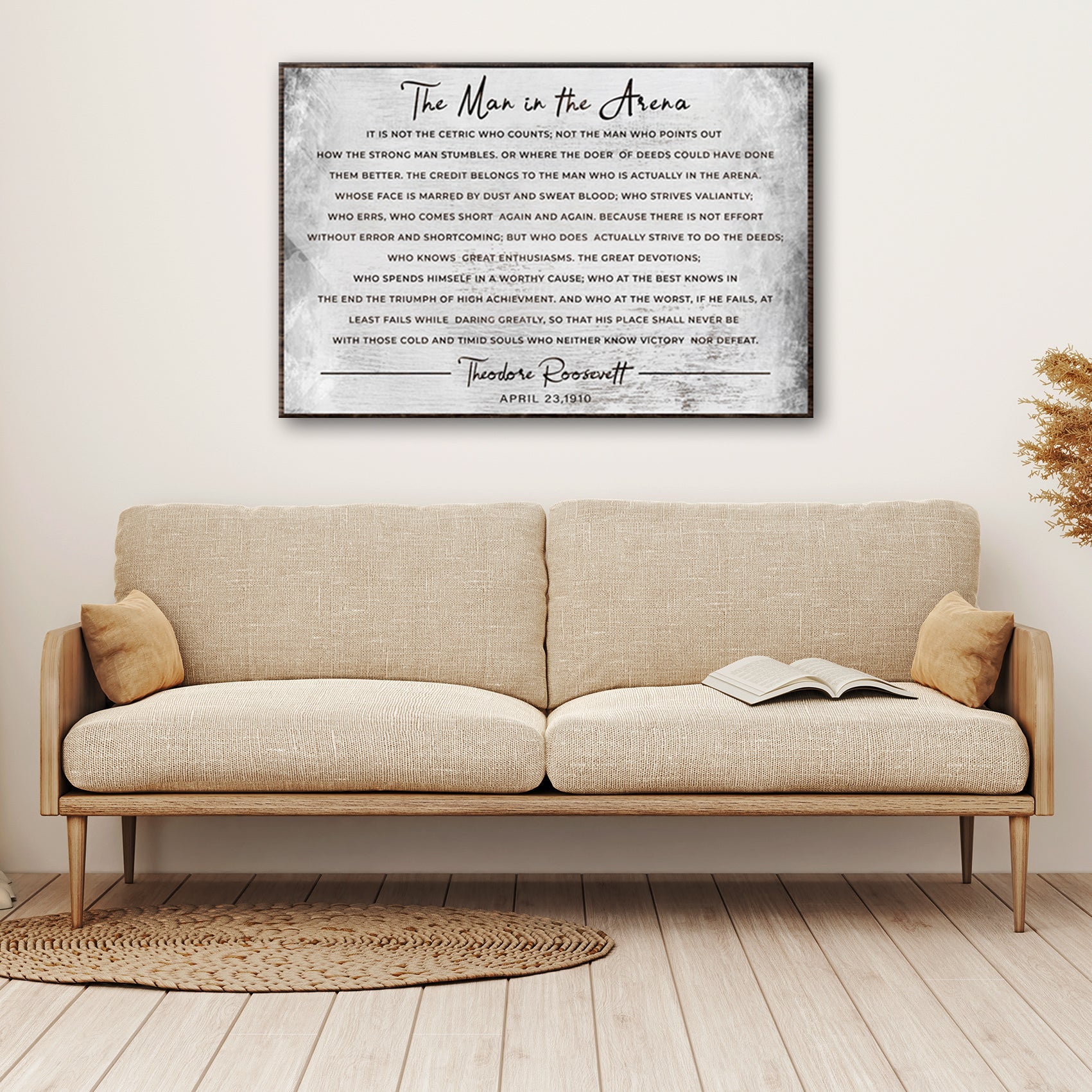 The Man In The Arena Grunge Sign