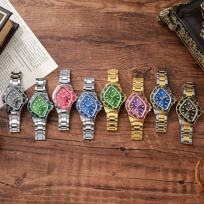 Twisted Submariner Set Alloy Steel Band Waterproof Casual Watch