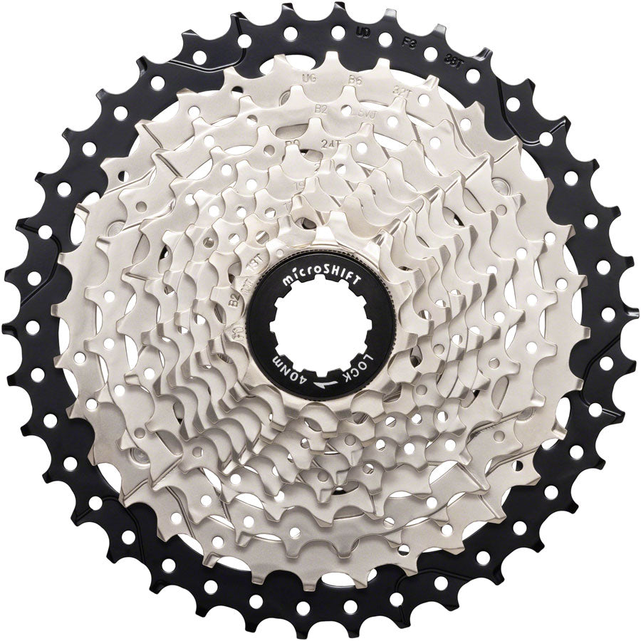 microSHIFT Sword Cassette - 10 Speed 11-38t Full Steel Construction Satin Nickel