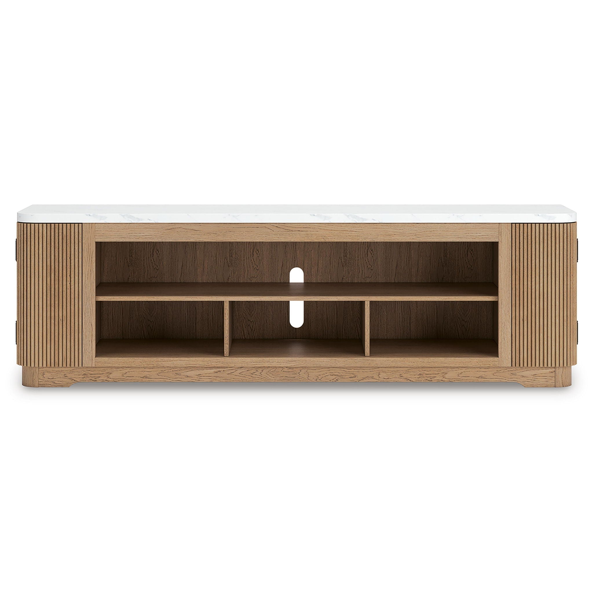 Camdill - XL TV Stand With Fireplace Option - Light Brown
