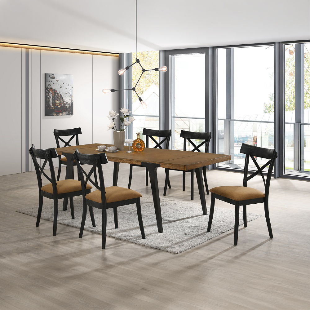 Hillary - Side Chair (Set of 2) - Brown Leather Aire, Walnut & Black