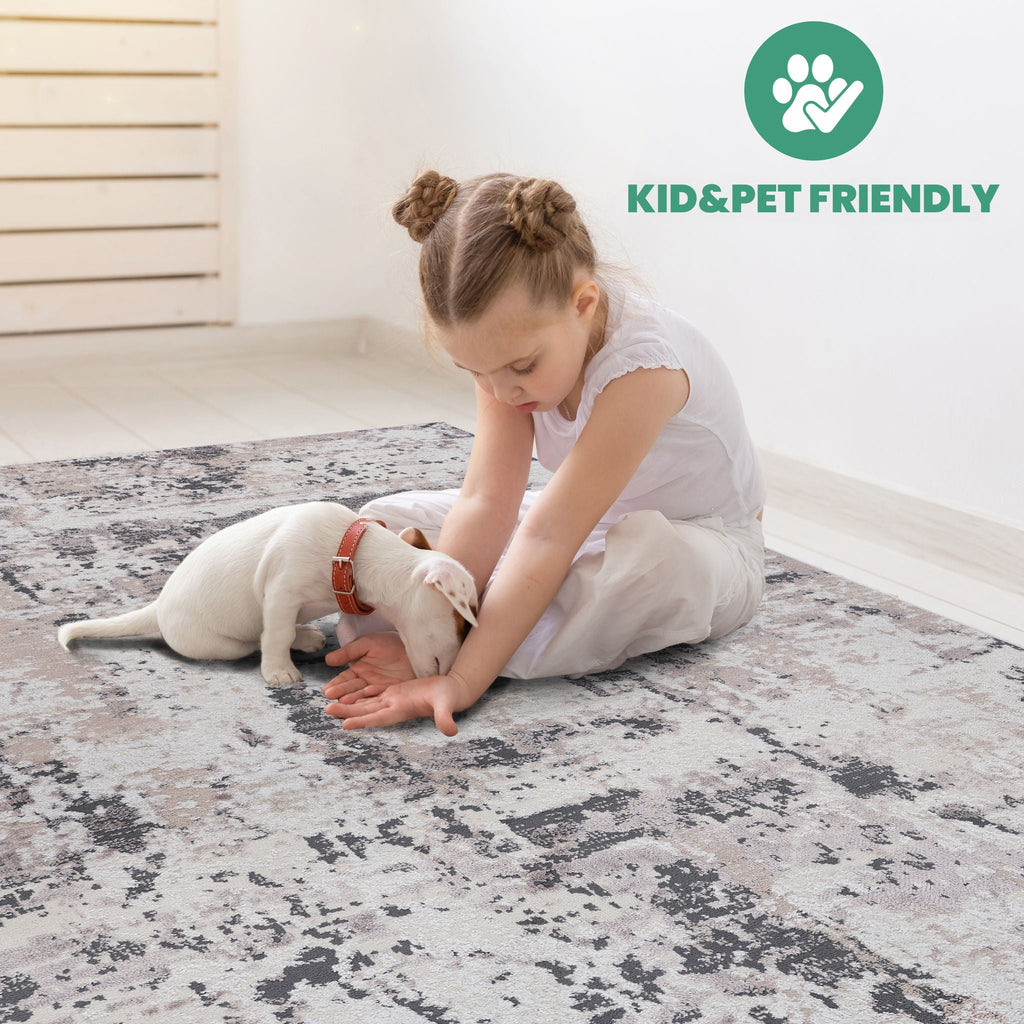 Payas - 8' X 10' Abstract Area Rug - Cream / Brown