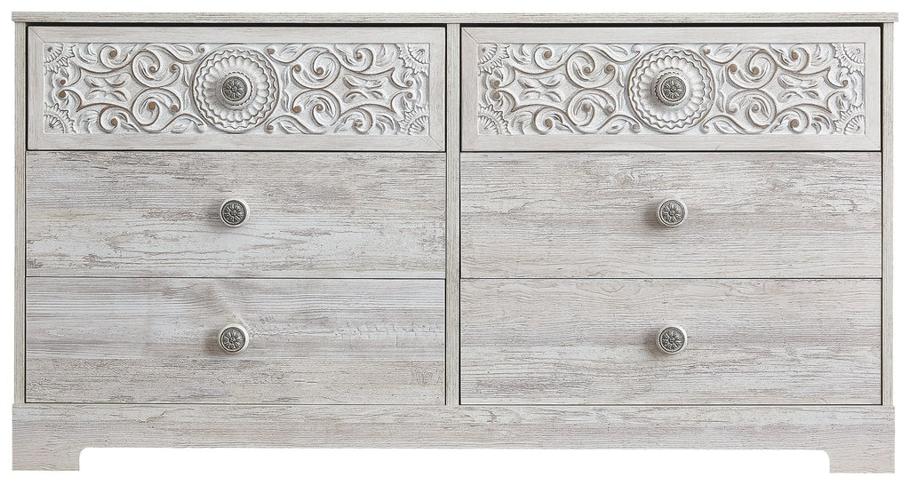 Paxberry - Six Drawer Dresser - Vinyl-Wrapped - Whitewash
