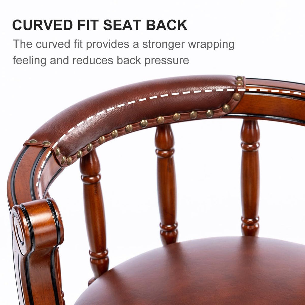 Swivel Cow Top Wooden Bar Stool, 360 Degree Swivel Bar Height Chair With Backs For Home Kitchen Counter