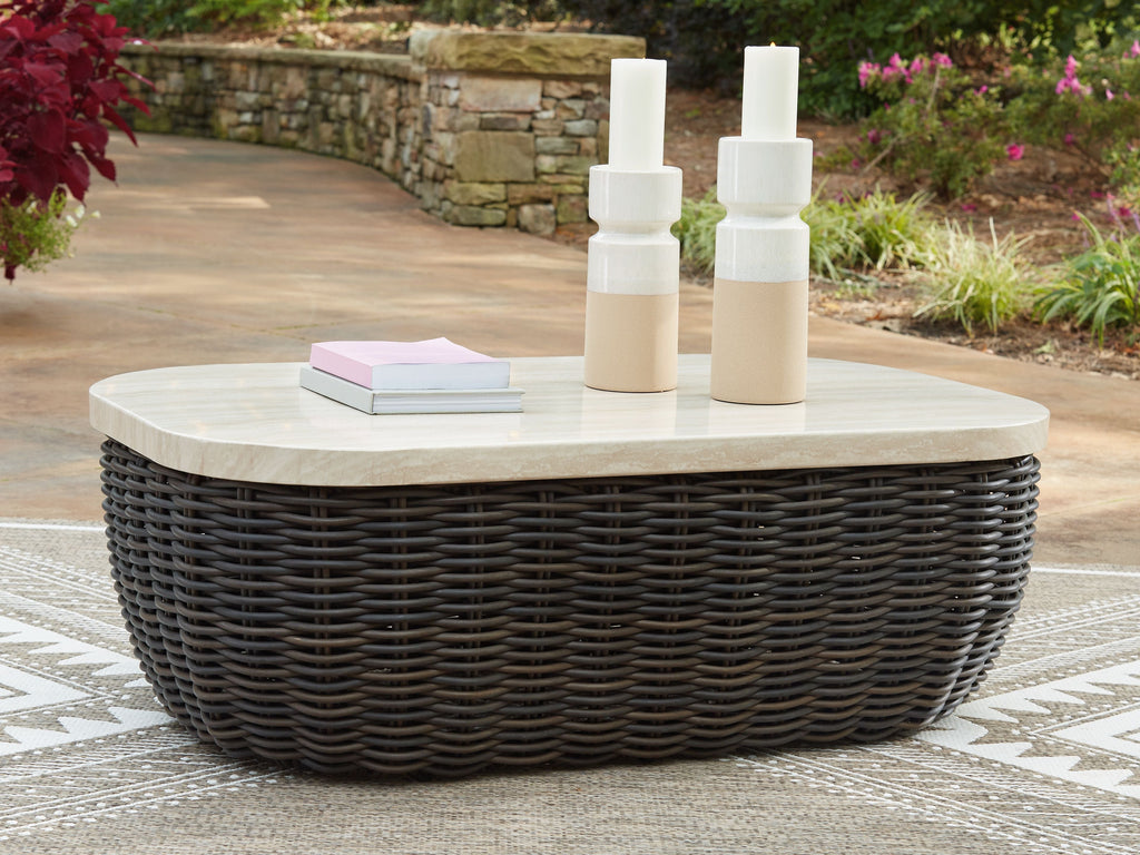 Kimora - Rectangular Cocktail Table - Beige / Dark Brown