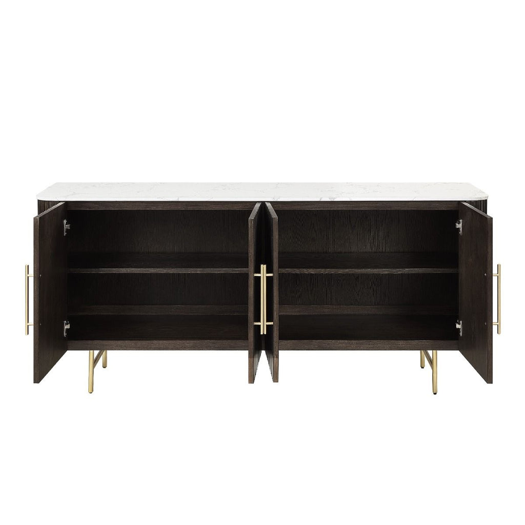 Clayten - Server - White Natural Marble Top & Espresso