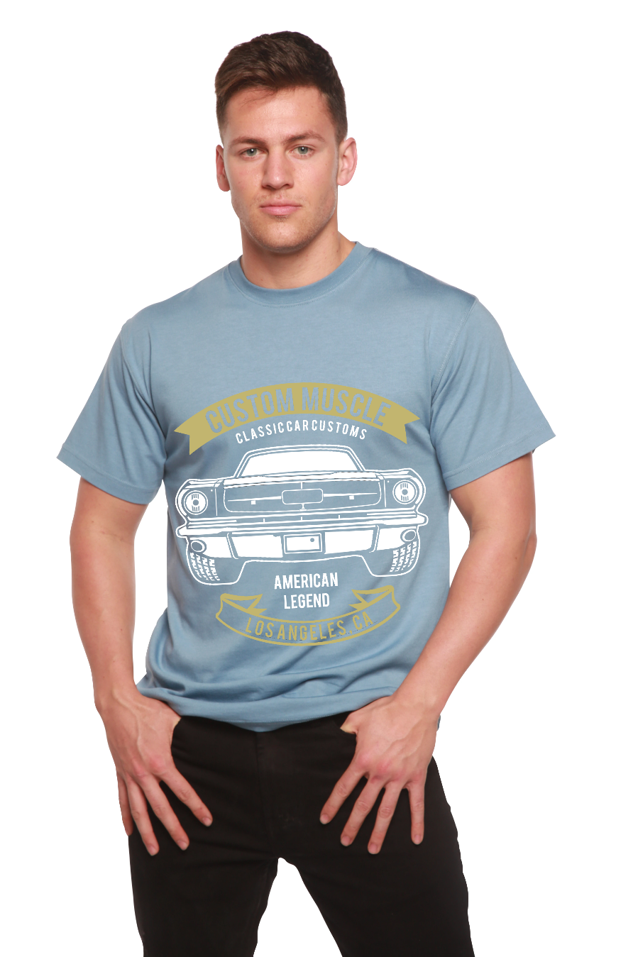 Custom Muscle Men's Bamboo Viscose/Organic Cotton Short Sleeve Graphic T-Shirt