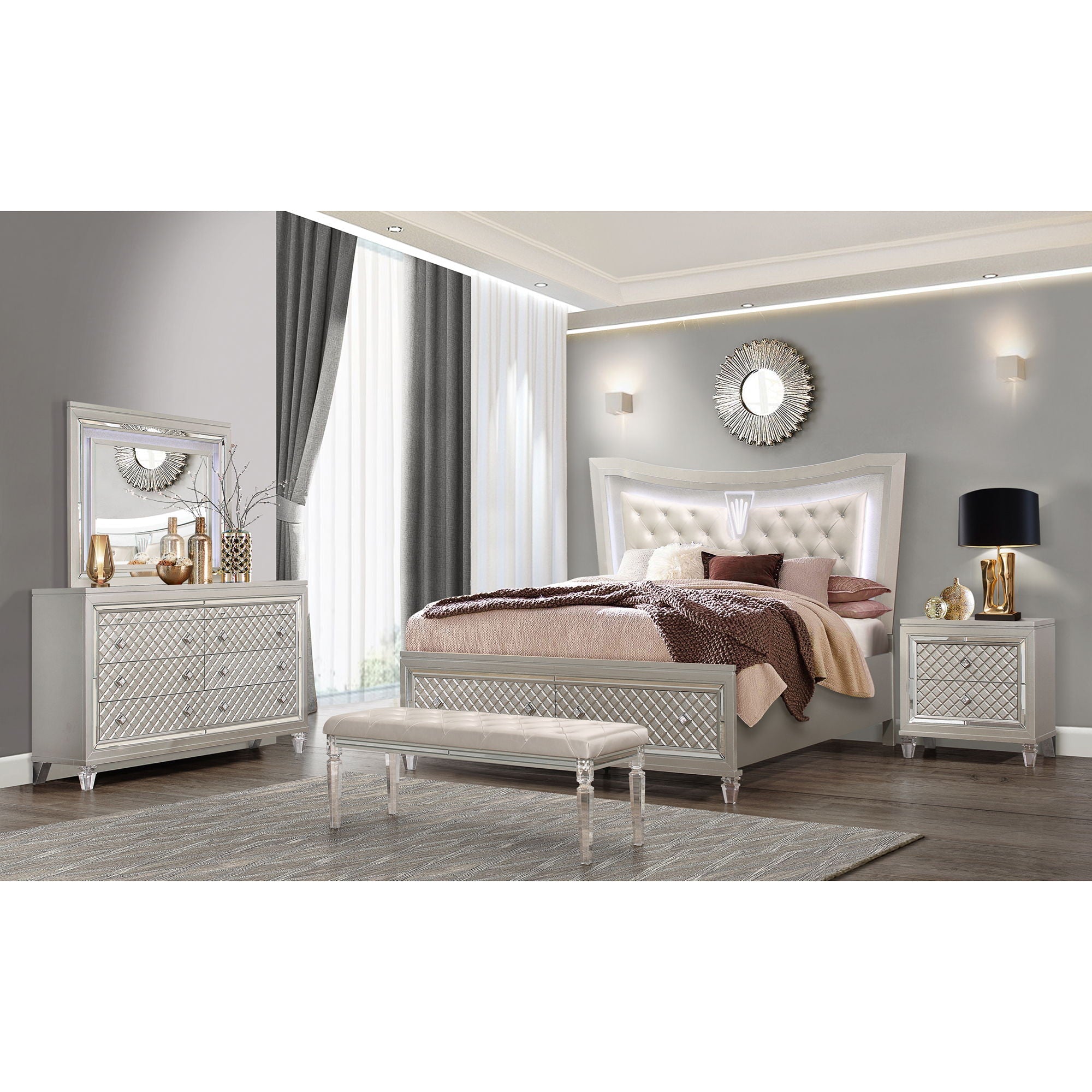 Cross - Glam Nightstand - Champagne