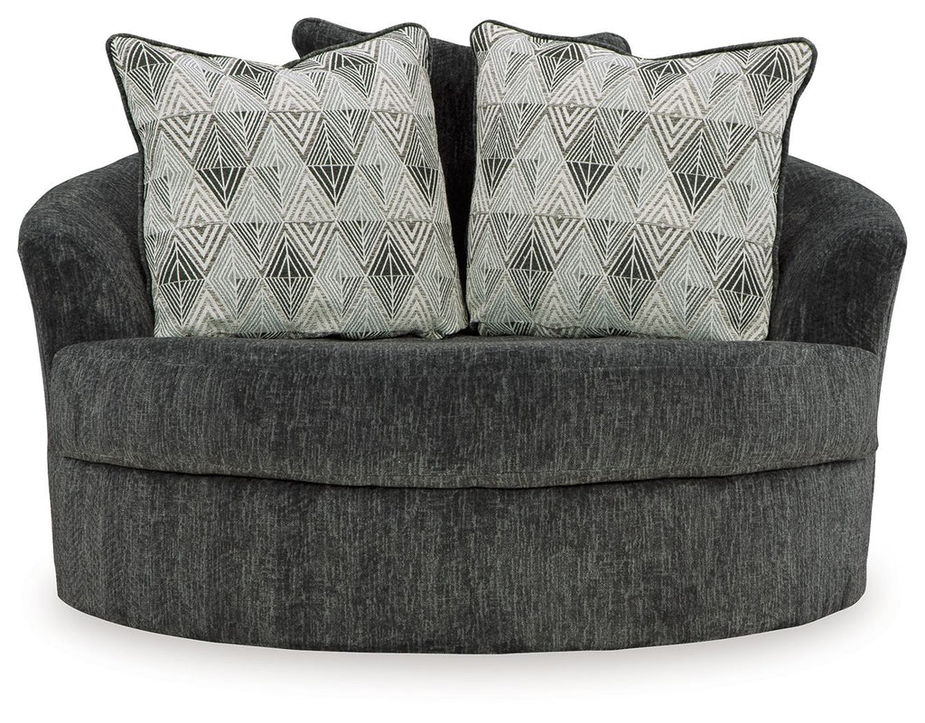 Biddeford - Oversized Swivel Accent Chair - Shadow