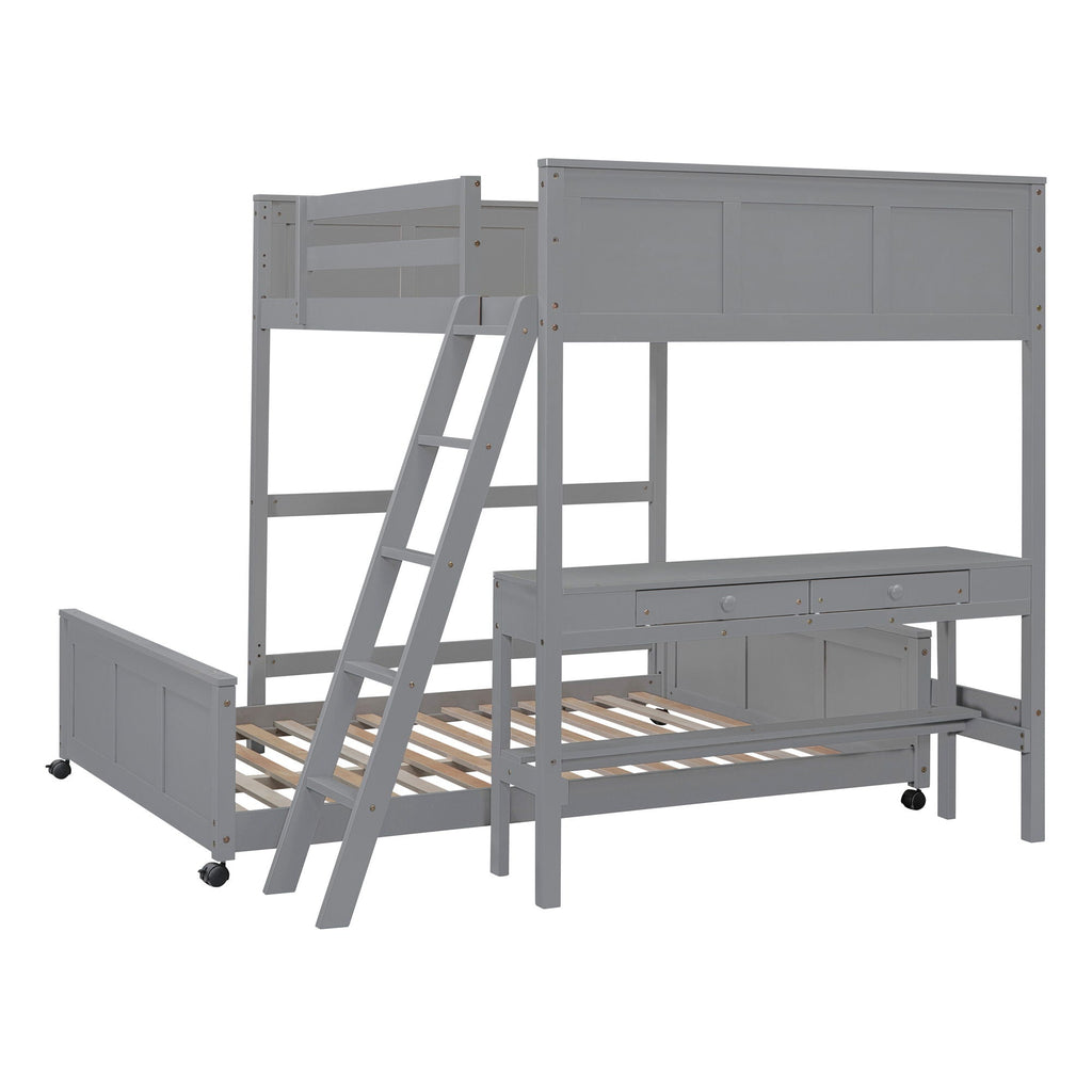 Full Over Full Bunk Bed With Desk