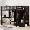 Loft Bed With Bookshelf, Drawers, Desk, And Wardrobe