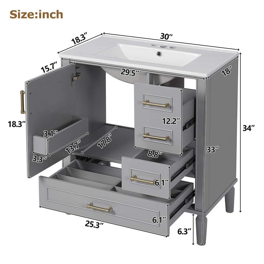 Traditional Bathroom Vanity Set With Soft Close Doors