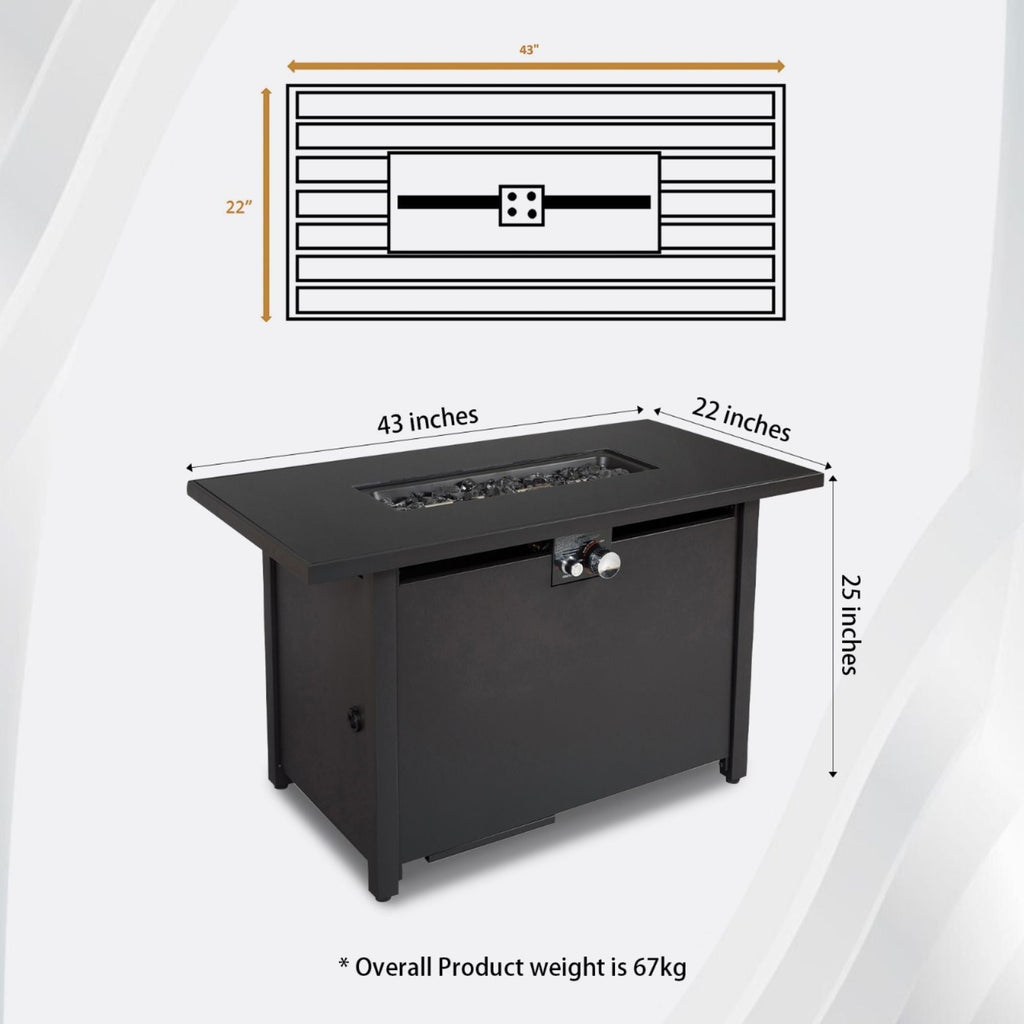 Outdoor Fire Pit Table With Lid - Black