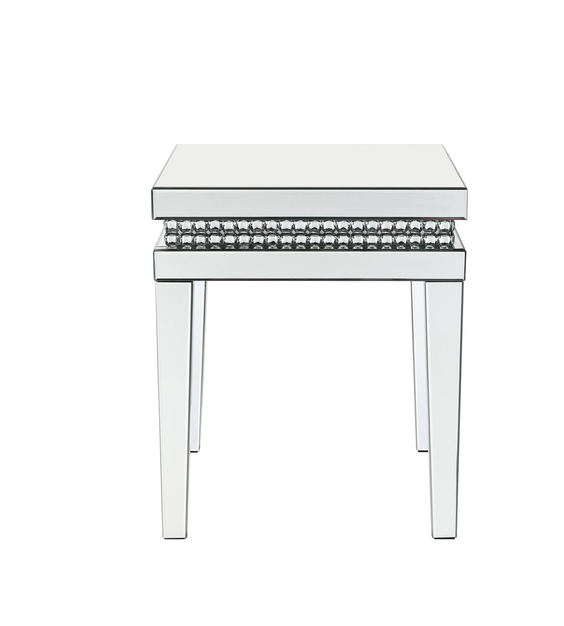 Lotus - 20" End Table - Mirrored & Faux Ice Cube Crystals