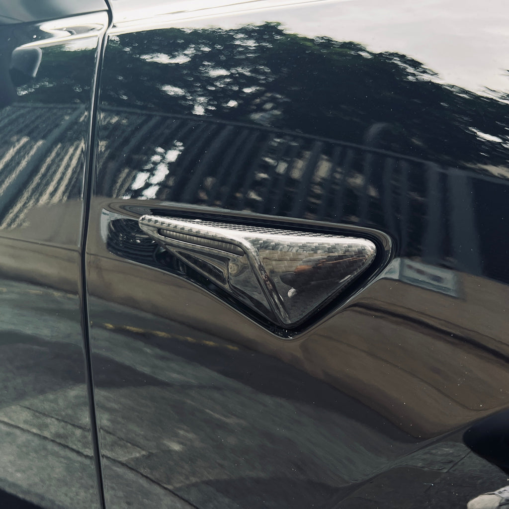 Full Side Camera Covers for Tesla Model 3 / Y - Carbon Fiber Exterior Mods