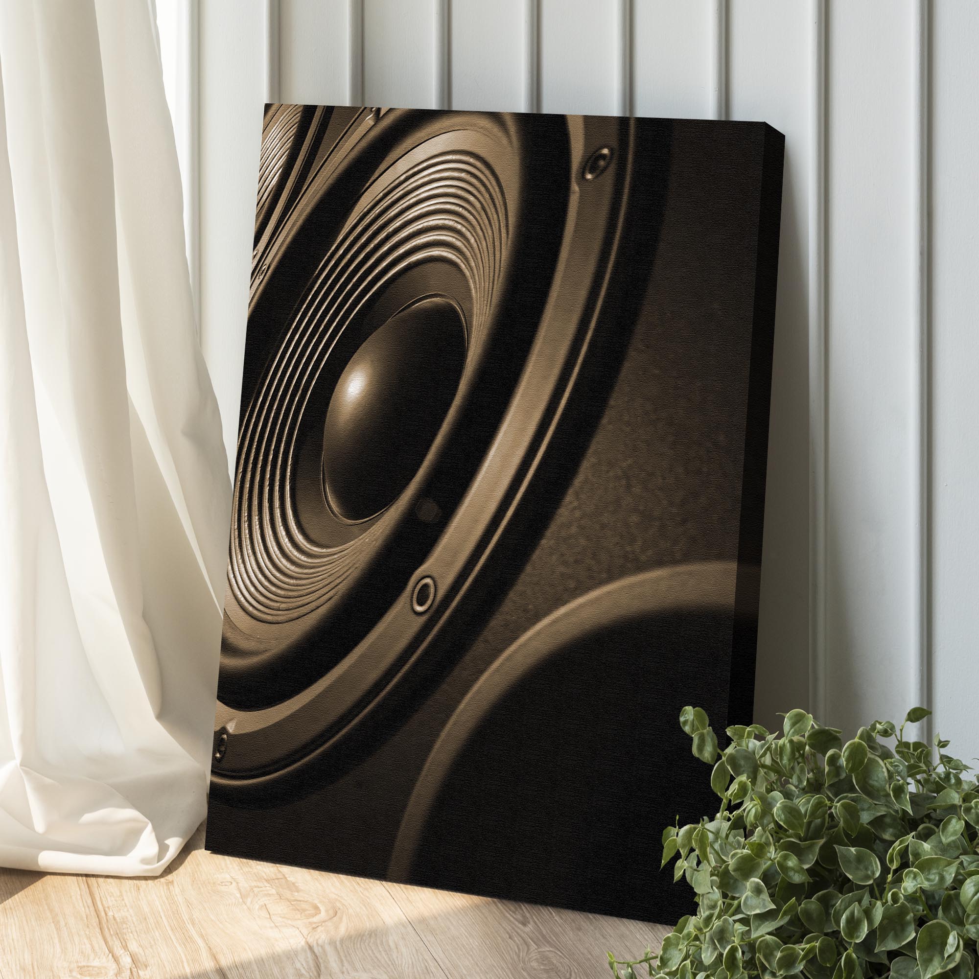 Music Equipment Speakers Sepia Canvas Wall Art