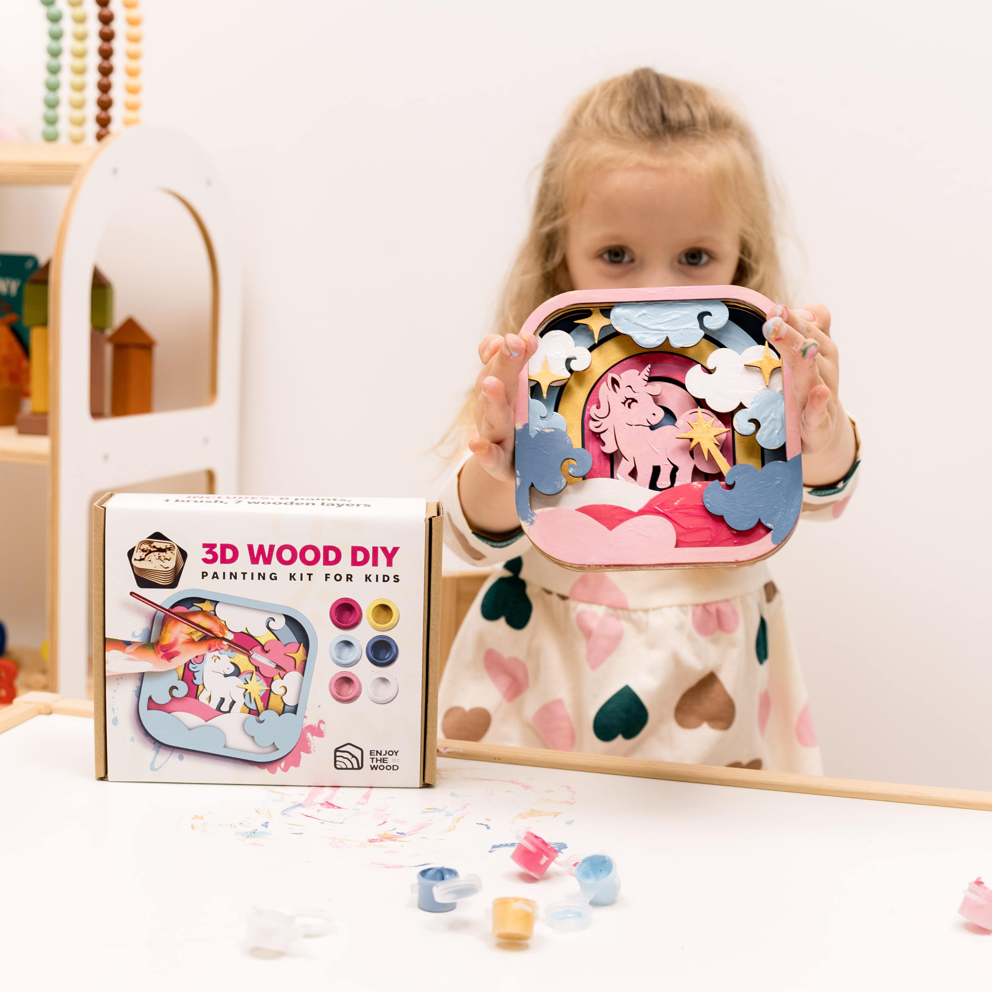 3D DIY Wood Painting Kit for Kids – Unicorn
