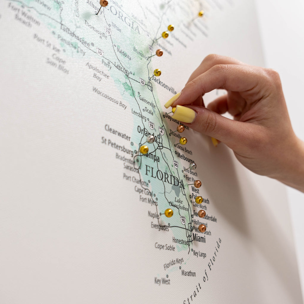 Wooden Canvas USA Map -  Colorful